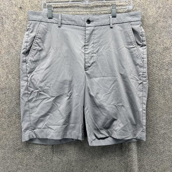 Greg Norman Shorts Mens 34 Gray Golf Chino Stretch Performance Flat Front - Picture 1 of 10